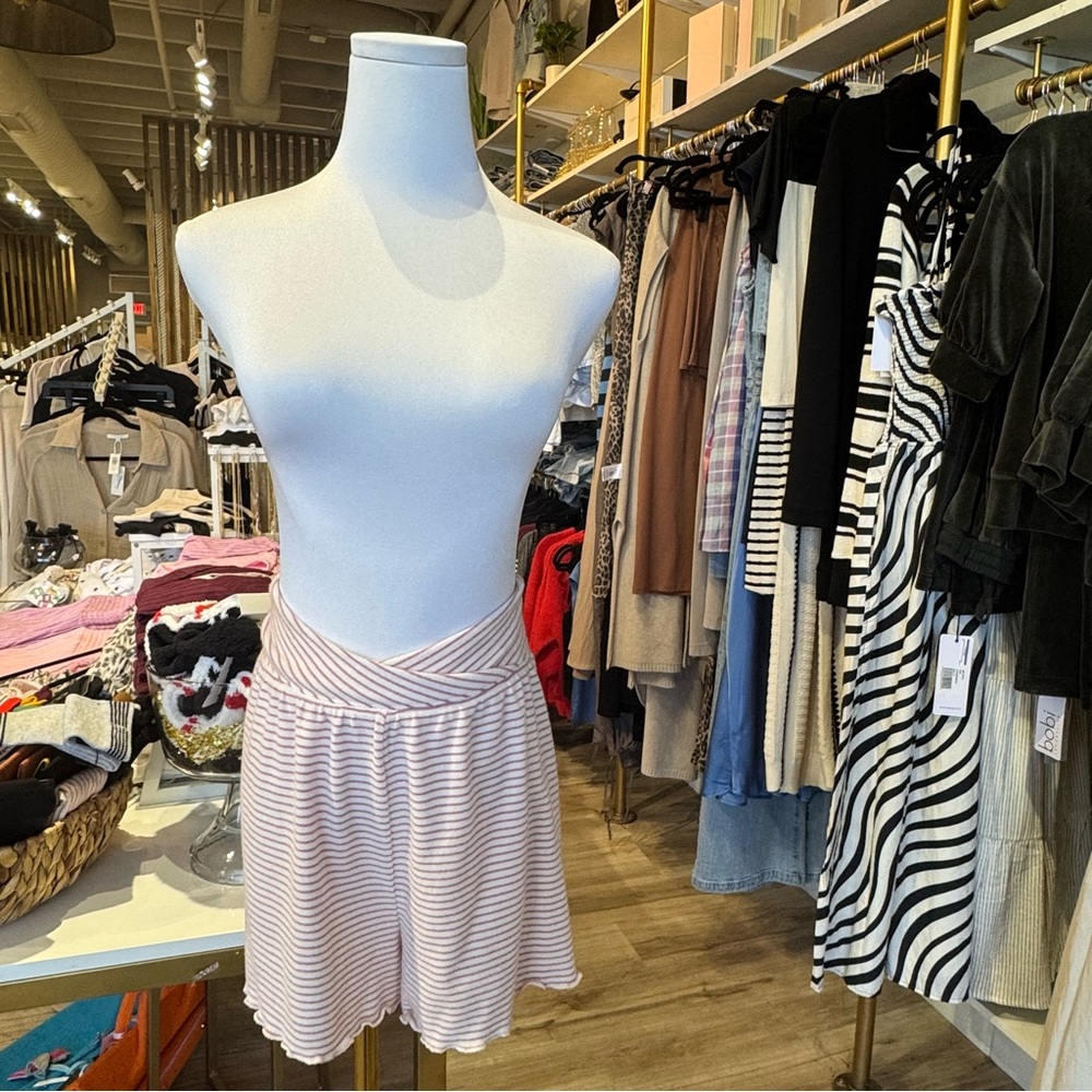Z Supply Blush and Cream Striped Shorts
